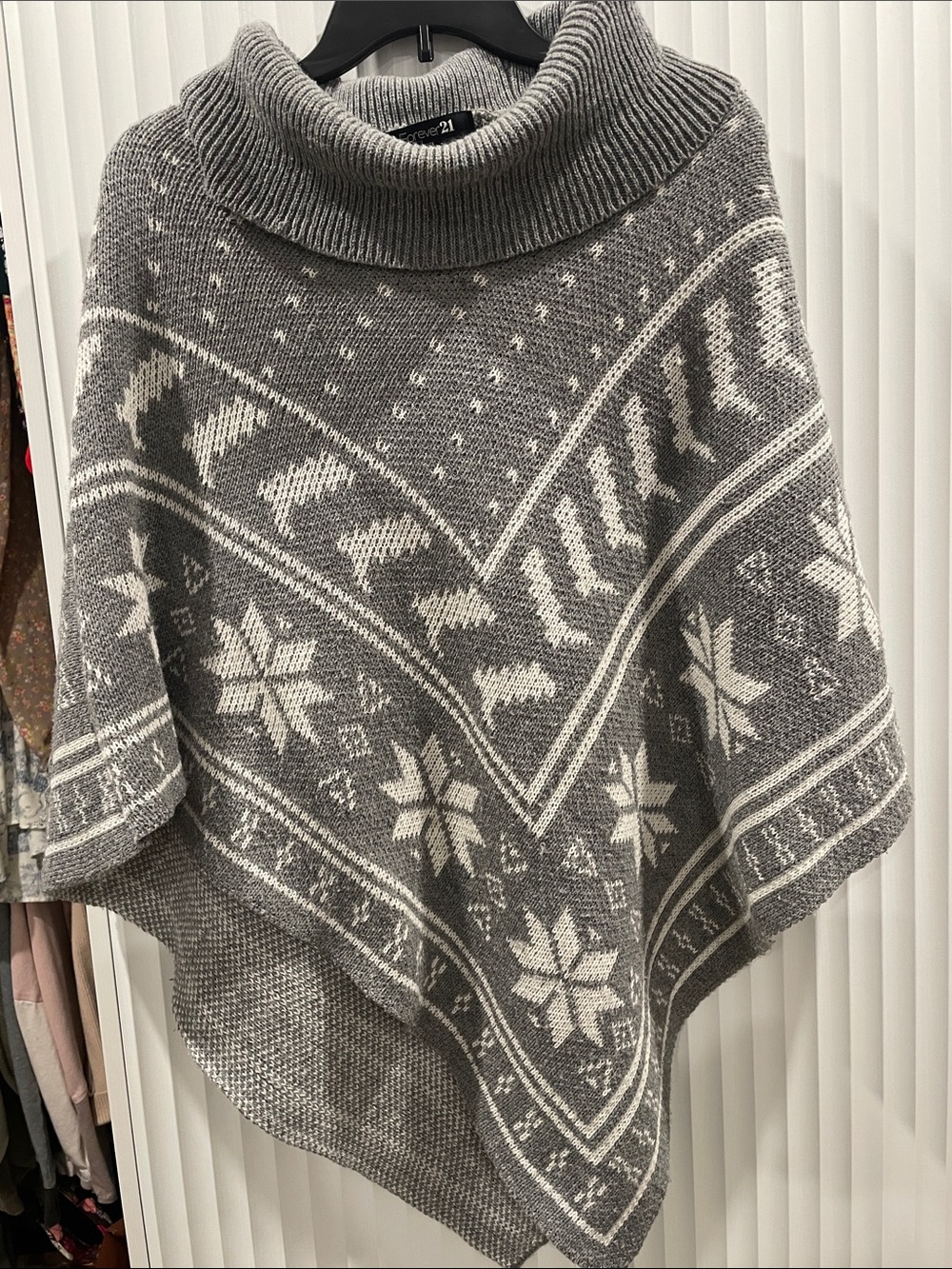 Forever 21 Gray Fair Isle Turtleneck Poncho